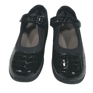 Drew Shoes Rose Mary Jane Black Croc Leather Comfort Shoes Womens 8.5 N New